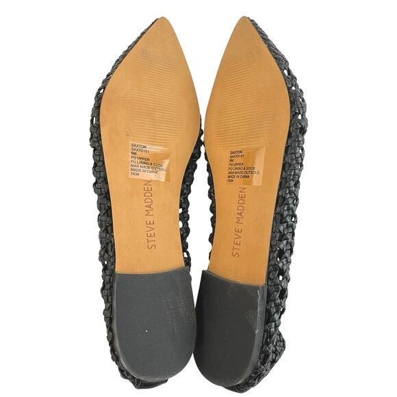 NEW Steve Madden Saxton Black Woven Pointed Toe Slip On Ballet Flats Shoes Sz 6 - Picture 4 of 8